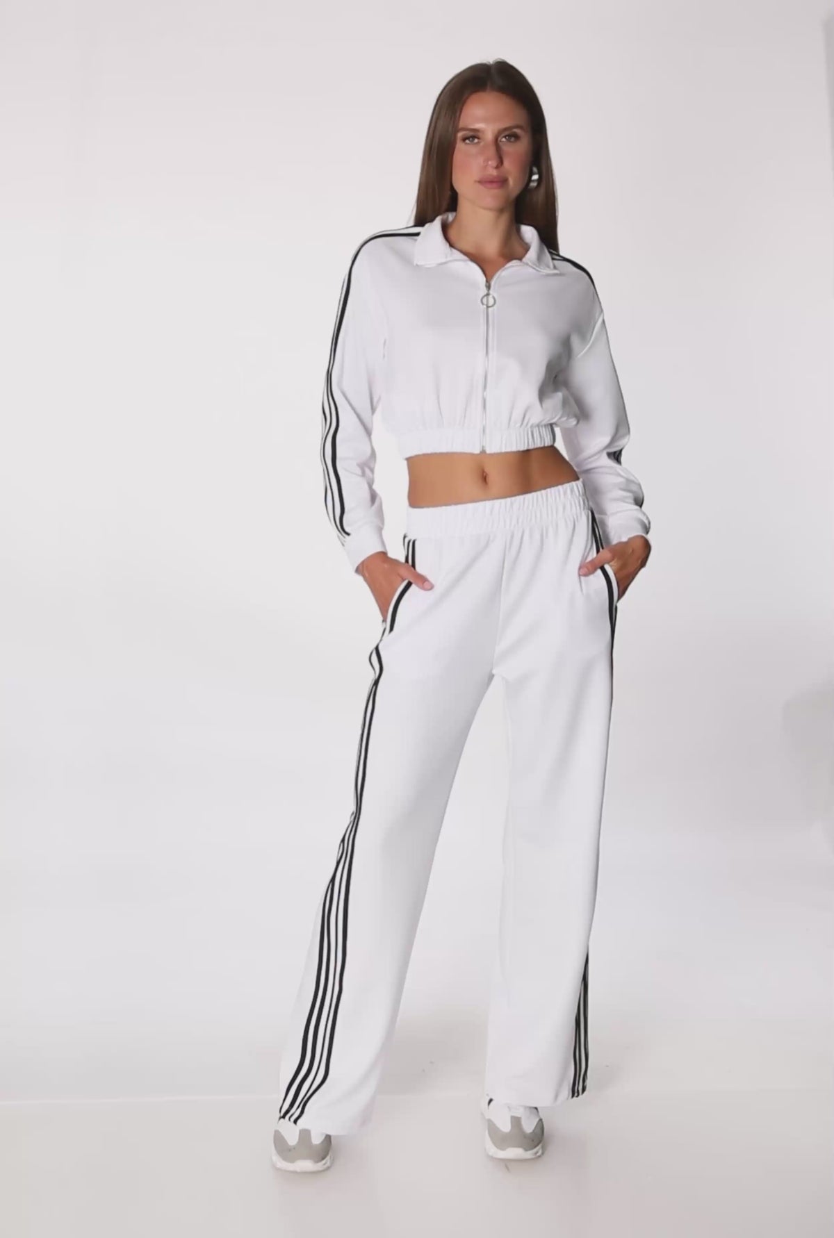 Collared Contrast Trim Zip Front Track Jacket