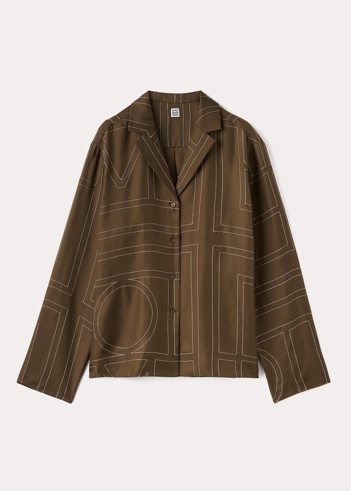 Monogram silk pj top mocha